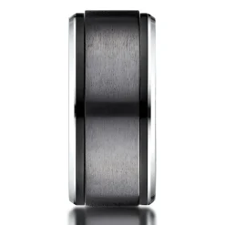 Men's Black & White Cobalt Wedding Band, 9Mm