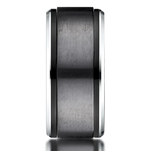 Men's Black & White Cobalt Wedding Band, 9Mm