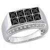 Men's Black & White Diamond Ring In Sterling Silver (1 Ct. Tw.)