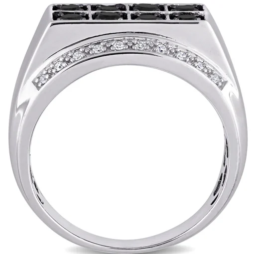Men's Black & White Diamond Ring In Sterling Silver (1 Ct. Tw.)