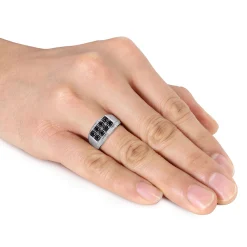 Men's Black & White Diamond Ring In Sterling Silver (1 Ct. Tw.)