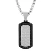 Men's Black And White Diamond Dog Tag In Stainless Steel (1/2 Ct. Tw.)