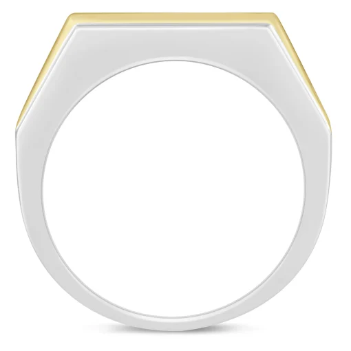 Men's Black And White Diamond Three-Row Ring In 10K White And Yellow Gold (1 1/2 Ct. Tw.)