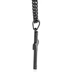 Men's Black Cross Necklace With Black Diamond Accents In Black Ion-Plated Stainless Steel