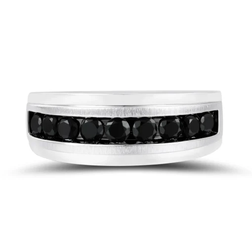 Men's Black Diamond Band In 10K White Gold (1 Ct. Tw.)