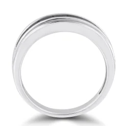 Men's Black Diamond Band In 10K White Gold (1 Ct. Tw.)