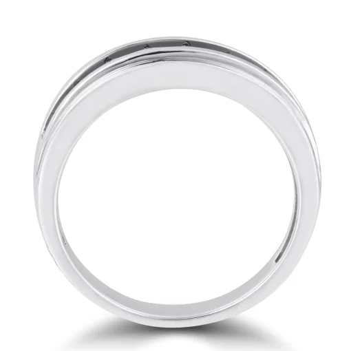 Men's Black Diamond Band In 10K White Gold (1 Ct. Tw.)