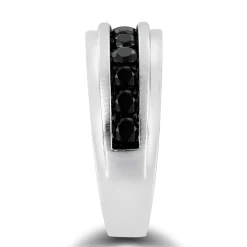 Men's Black Diamond Band In 10K White Gold (1 Ct. Tw.)