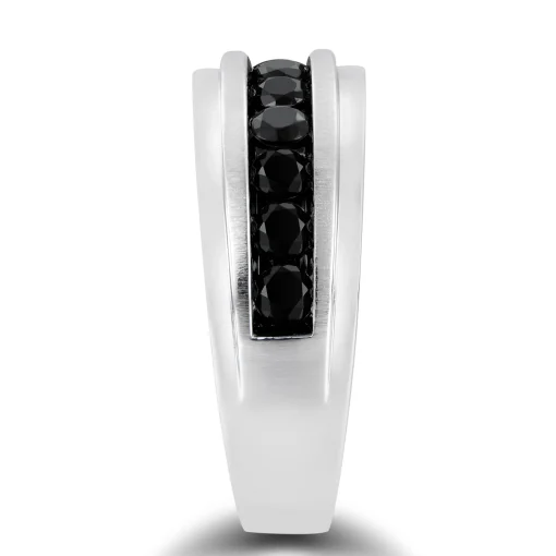 Men's Black Diamond Band In 10K White Gold (1 Ct. Tw.)
