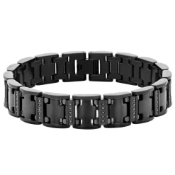 Men's Black Diamond Bracelet In Black Stainless Steel (1/2 Ct. Tw.)