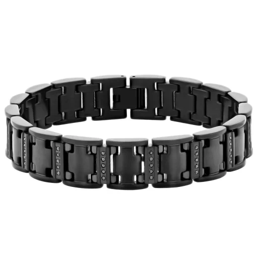 Men's Black Diamond Bracelet In Black Stainless Steel (1/2 Ct. Tw.)