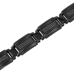 Men's Black Diamond Link Bracelet In Black Ion-Plated Stainless Steel (1 Ct. Tw.)
