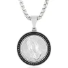 Men's Black Diamond Praying Hands Medallion Pendant In Stainless Steel, 24" (1/4 Ct. Tw.)