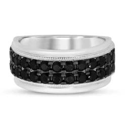 Men's Black Diamond Ring In Sterling Silver (2 Ct. Tw.)