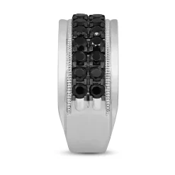 Men's Black Diamond Ring In Sterling Silver (2 Ct. Tw.)
