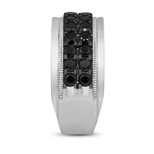 Men's Black Diamond Ring In Sterling Silver (2 Ct. Tw.)