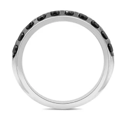 Men's Black Diamond Ring With Milgrain Detail In 10K White Gold (2 Ct. Tw.)