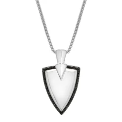 Men's Black Diamond Shield Pendant In Sterling Silver (1/4 Ct. Tw.)
