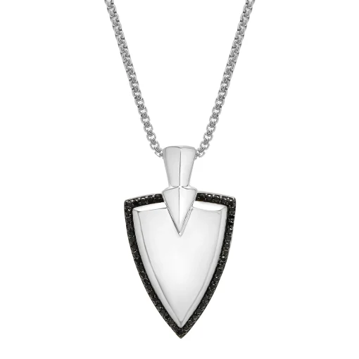 Men's Black Diamond Shield Pendant In Sterling Silver (1/4 Ct. Tw.)