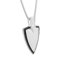 Men's Black Diamond Shield Pendant In Sterling Silver (1/4 Ct. Tw.)