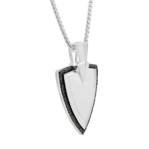 Men's Black Diamond Shield Pendant In Sterling Silver (1/4 Ct. Tw.)