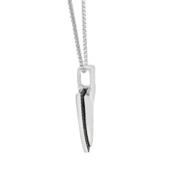 Men's Black Diamond Shield Pendant In Sterling Silver (1/4 Ct. Tw.)