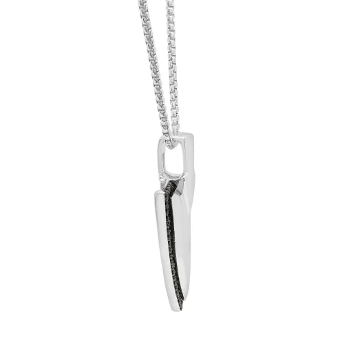 Men's Black Diamond Shield Pendant In Sterling Silver (1/4 Ct. Tw.)