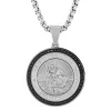Men's Black Diamond St. Christopher Medallion In Stainless Steel (1/4 Ct. Tw.)