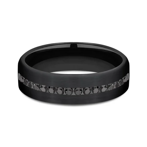 Men's Black Wedding Band With Black Diamonds In Titanium, 6.5Mm (3/8 Ct. Tw.)