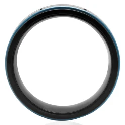 Men's Block Pattern Ring In Blue & Black Ion-Plated Stainless Steel, 8Mm