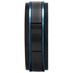 Men's Block Pattern Ring In Blue & Black Ion-Plated Stainless Steel, 8Mm
