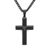 Men's Blue Diamond Cross Pendant In Stainless Steel