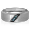 Men's Blue Diamond Ring In Stainless Steel, 8Mm