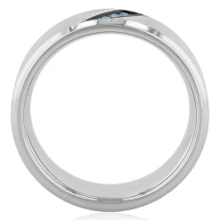 Men's Blue Diamond Ring In Stainless Steel, 8Mm