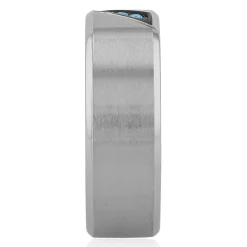Men's Blue Diamond Ring In Stainless Steel, 8Mm