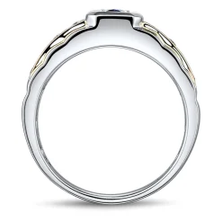 Men's Blue Sapphire & Diamond Ring In 10K Yellow & White Gold (1/2 Ct. Tw.)