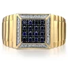 Men's Blue Sapphire And Diamond Accent Ring In 10K Yellow Gold