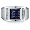 Men's Blue Sapphire And Diamond Accent Ring In Sterling Silver