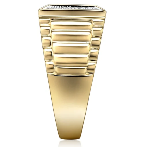 Men's Blue Sapphire And Diamond Accent Ring In 10K Yellow Gold