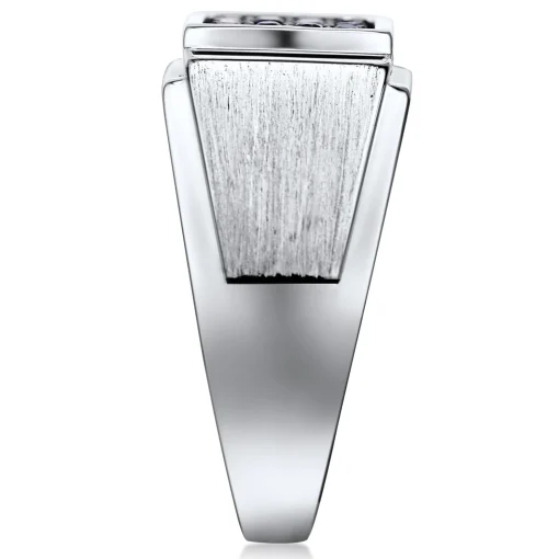 Men's Blue Sapphire And Diamond Accent Ring In Sterling Silver