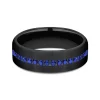 Men's Blue Sapphire Wedding Band In Black Titanium, 6.5Mm