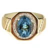 Men's Blue Topaz & 1/2 Ct. Tw. Diamond Ring In 14K Yellow Gold
