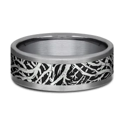 Men's Branch Pattern Band In Tantalum & Black Titanium, 8Mm