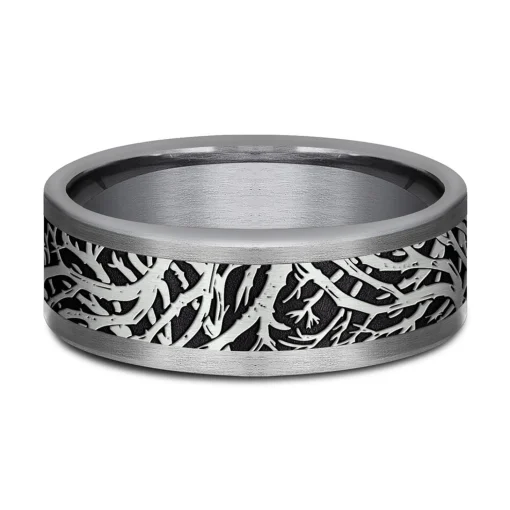 Men's Branch Pattern Band In Tantalum & Black Titanium, 8Mm