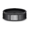 Men's Brick Wedding Band In Black Titanium, 7Mm
