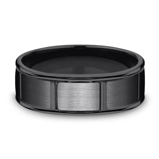 Men's Brick Wedding Band In Black Titanium, 7Mm