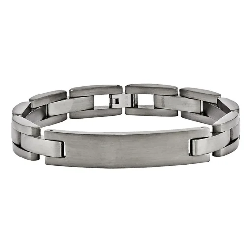 Men's Brushed Id Bracelet In Titanium