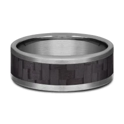 Men's Carbon Fiber Center Band In Tantalum, 8Mm