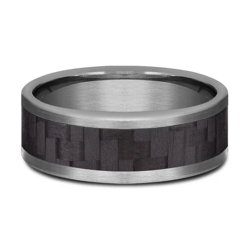 Men's Carbon Fiber Center Band In Tantalum, 8Mm