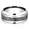 Men's Carbon Fiber Inlay Band In White Cobalt, 9Mm